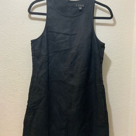 J. Crew Linen Dress button back black size XXS - Picture 2 of 10